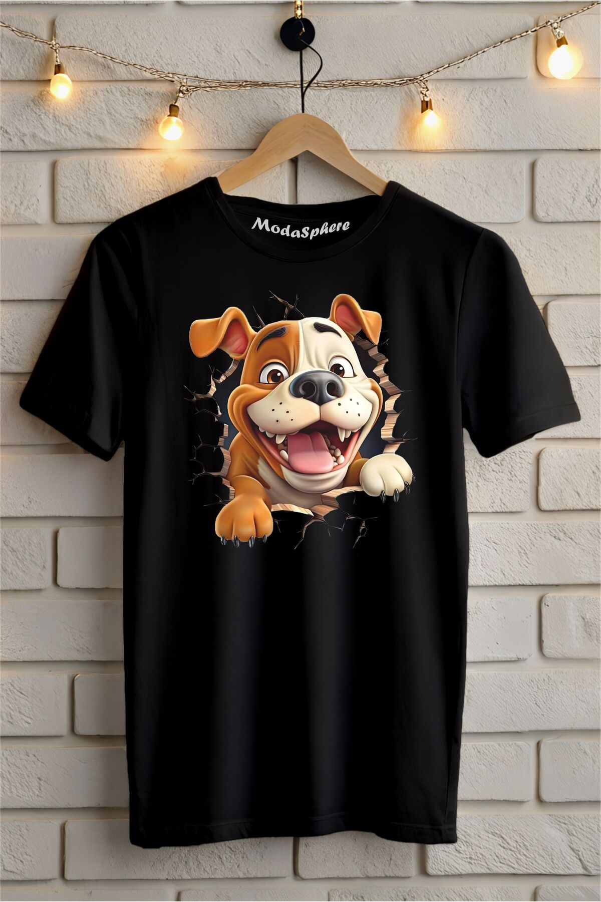 ModaSphere Cute Dog Baskılı Unisex Oversize Tişört