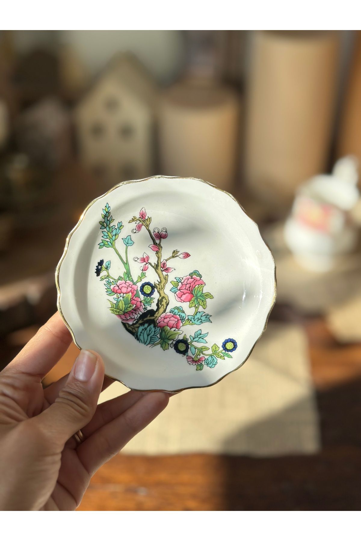 Handmadesign-British Stamped Antique Porcelain Footed Presentation Plate, Jam Bowl, Turkish Delight Bowl, Dragee Bowl, Placemat 2