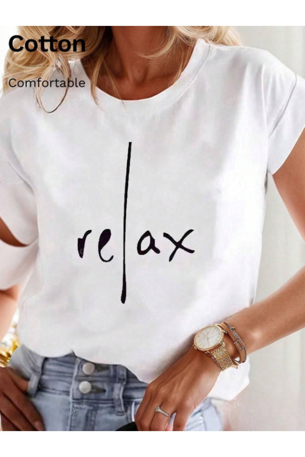 Framgan Kadın/Erkek RELAX Özel Baskılı Günlük Kısa Kollu Pamuklu T-Shirt