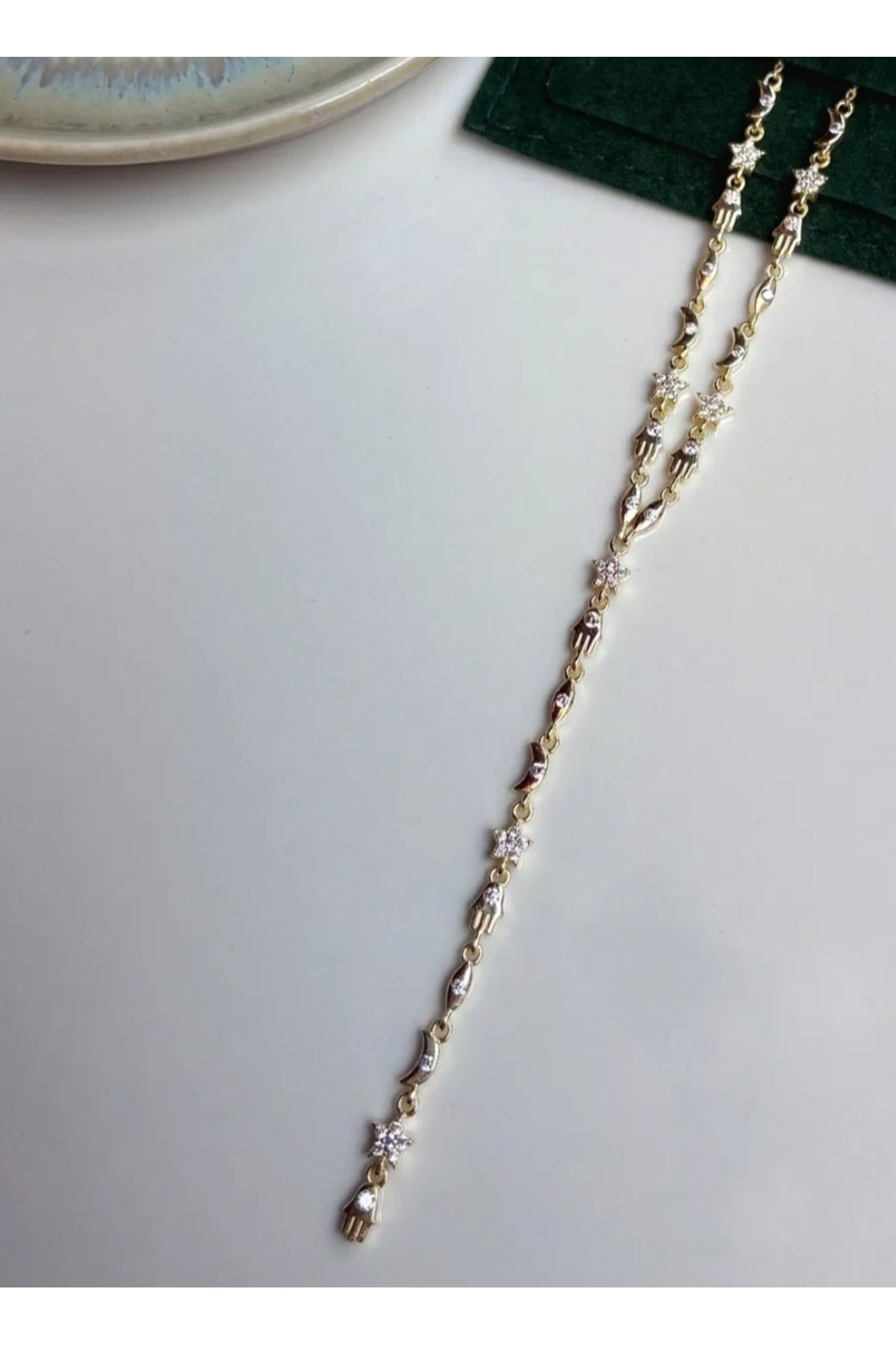 ZAHAP GOLD 925 ayar gümüş Yıldız ay Fatma nin eli figürlü kolye