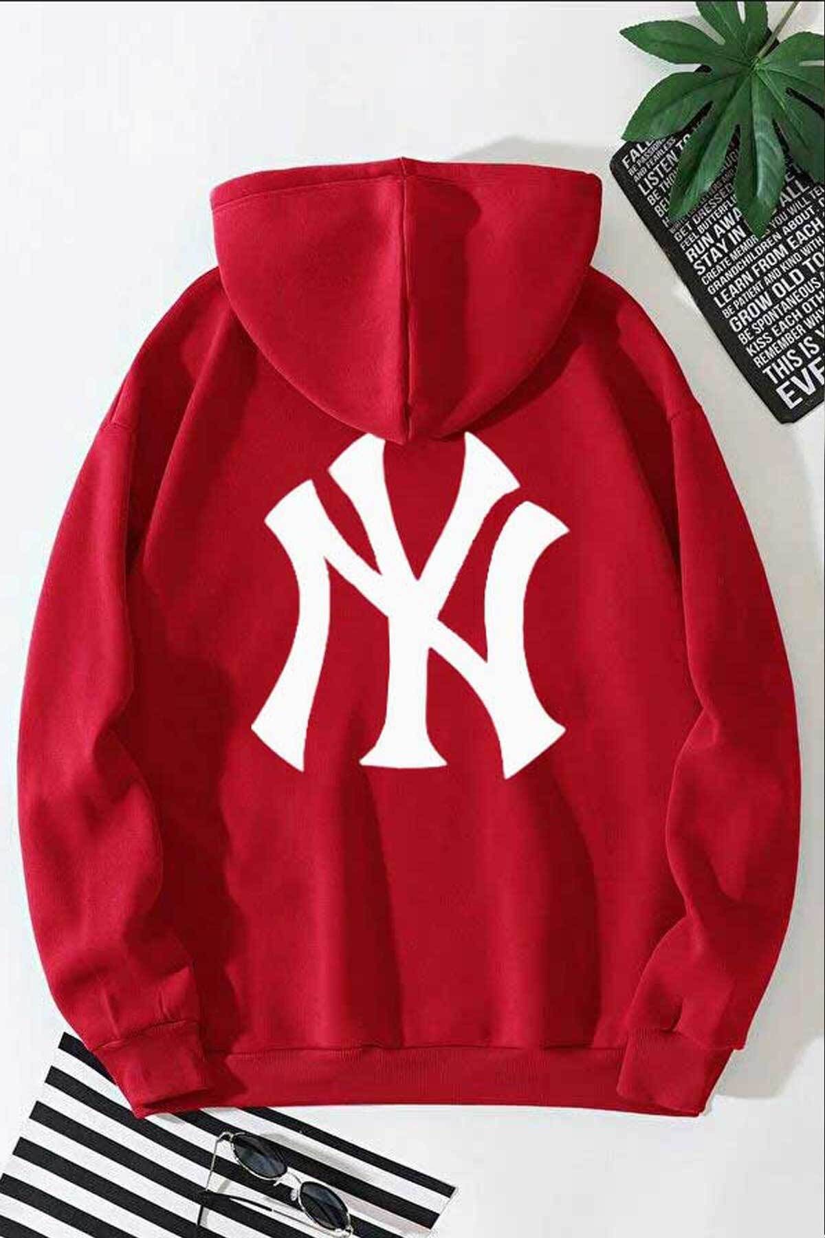 ModaSphere Ön Arka NY Baskılı Kapüşonlu Sweatshirt