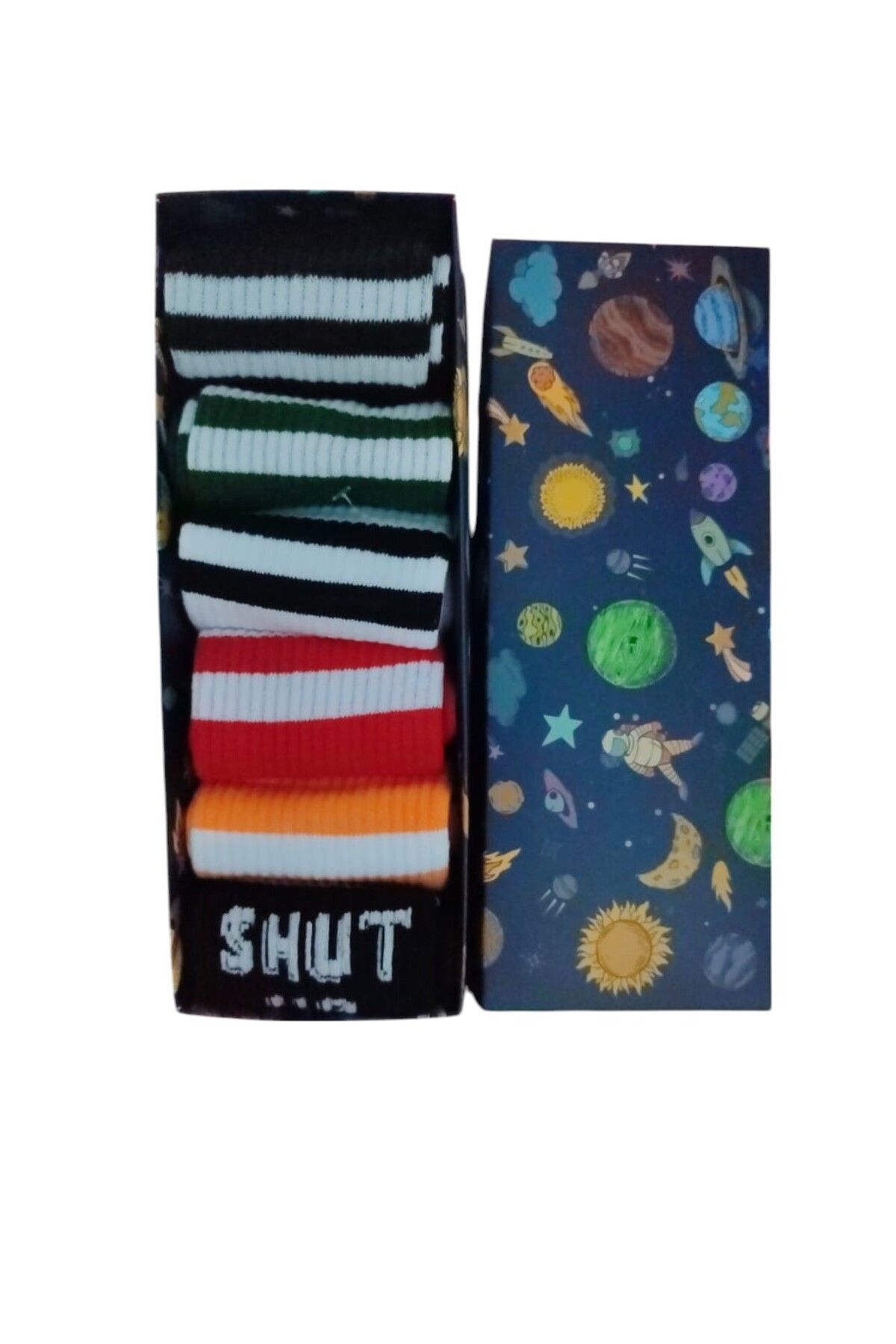 FAMEMUS ACCESSORY 6 Çift Renkli Desenli Tenis Çorap Seti – Unisex