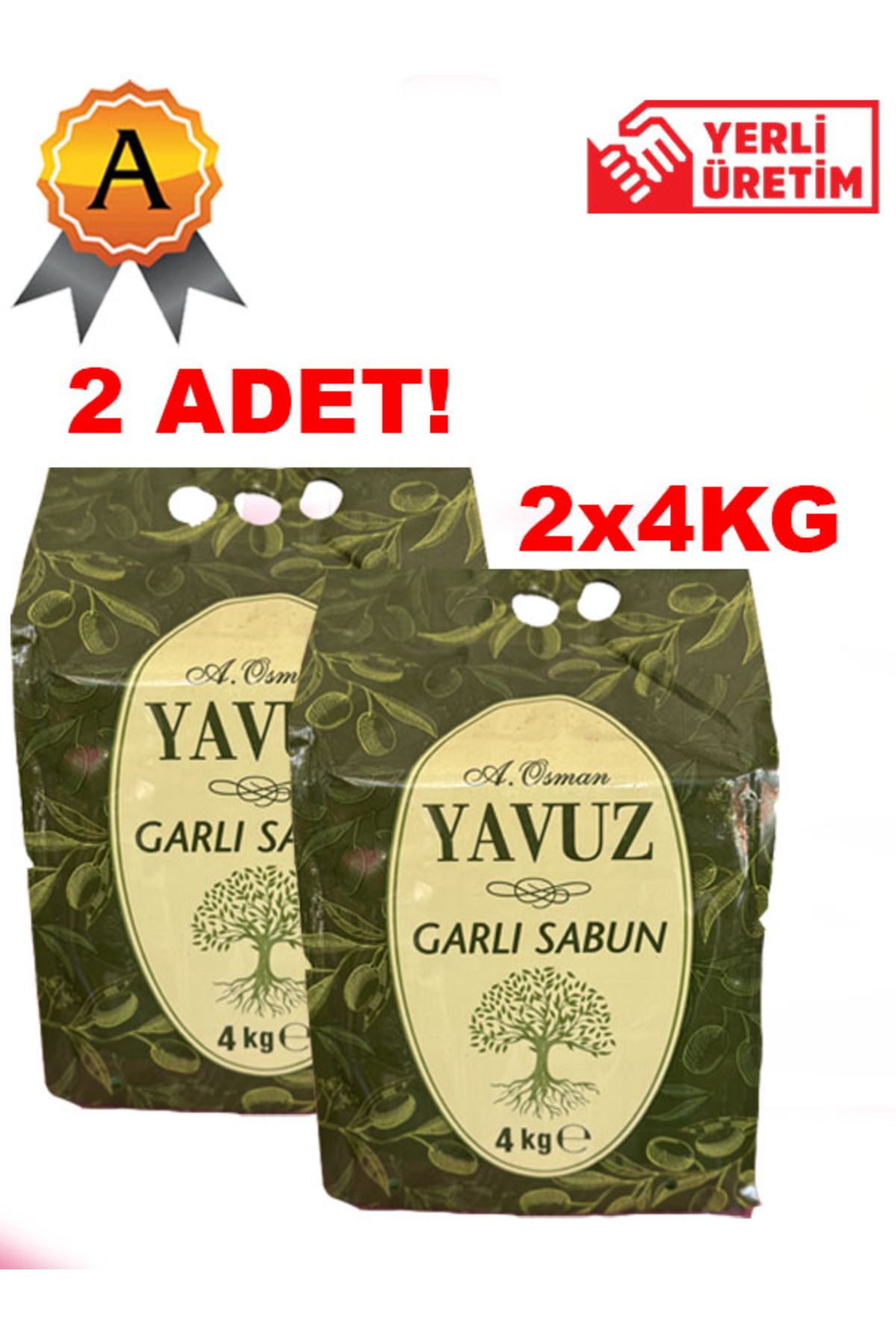 Yavuz Doğal Garlı Sabun Yeşil 4 Kg Torba Cilt Bakımı Etkili 2 Adet