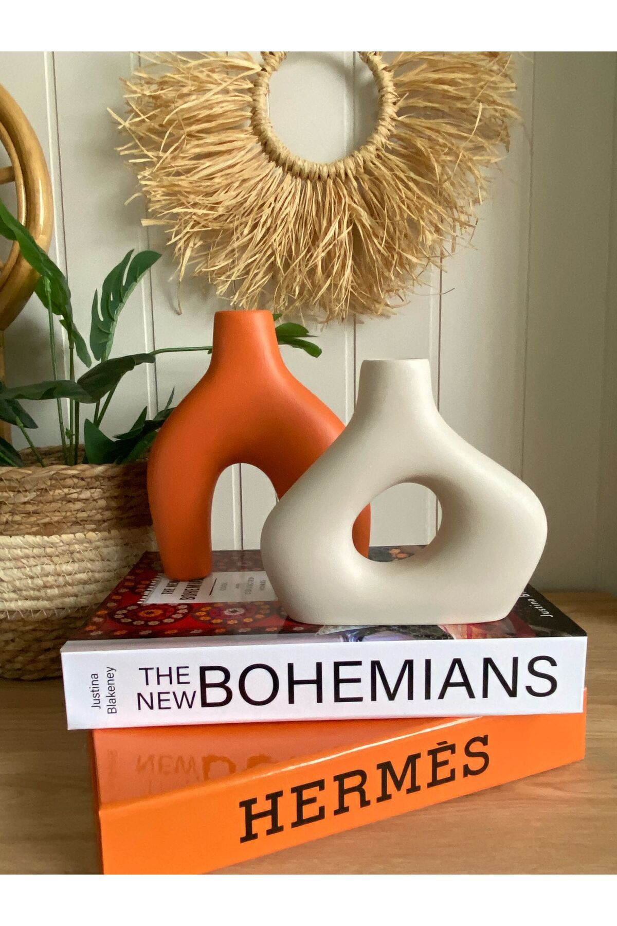 Porselian Çift Renk Bohem Vazo 2li