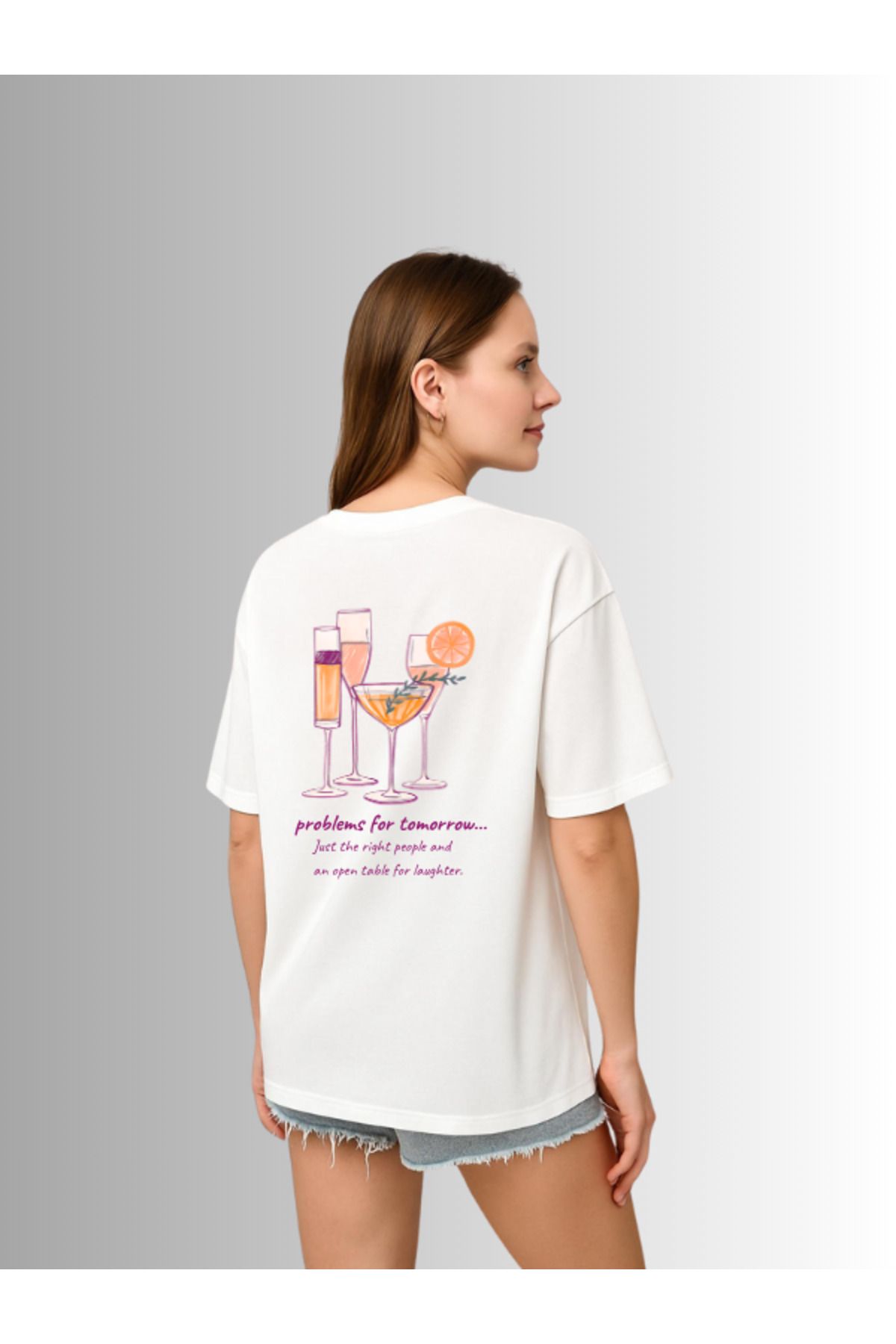 dearest Problems for Tomorrow Baskılı %100 pamuk Kadın Beyaz T-shirt