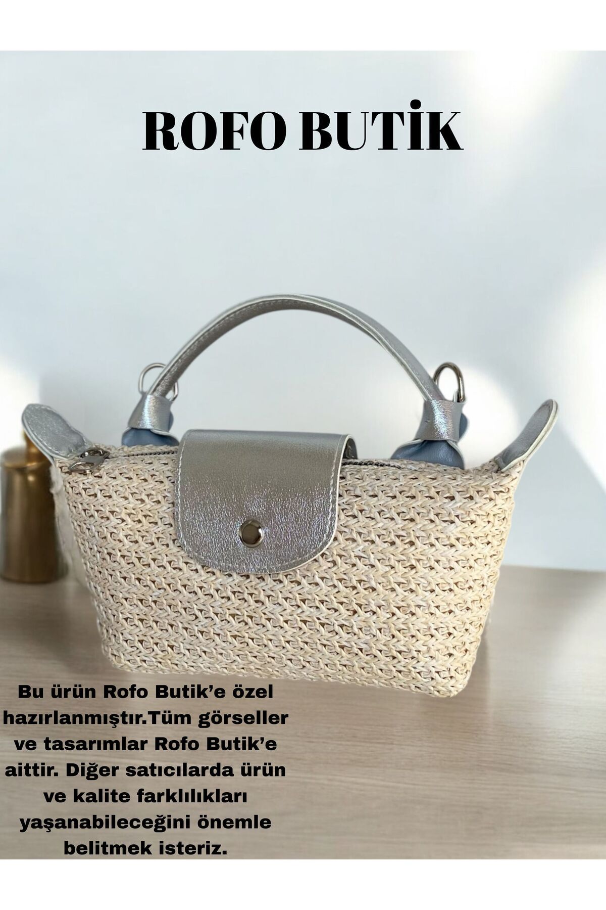 RBH Rofo Butik Mini Champ Model Hasır El Ve Omuz Çantası