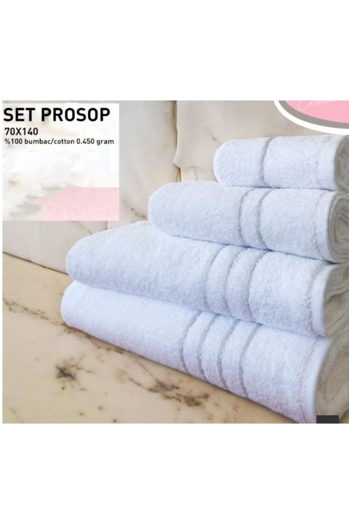 Star Fashion Set 6 Prosoape Premium, Hoteliere, 100% Bumbac, Densitate 450g/mp - One Size