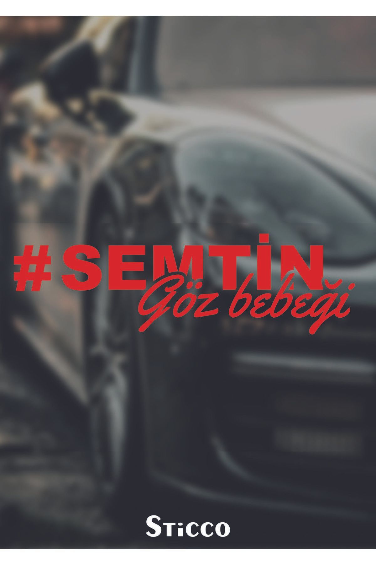 Sticco Semtin Göz Bebeği Yazı Sticker JDM Araba-Motosiklet Cam Etiket Sticker 19x6cm