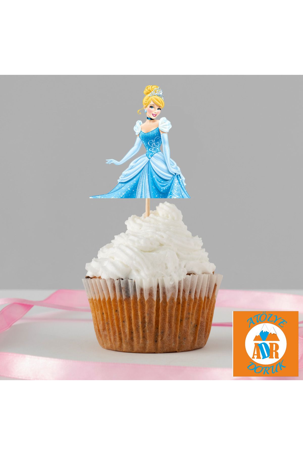 Atolye Doruk 20 ADET Sindirella Cupcake Kürdanı-Doğum Günü Masa Süsleme Seti-Parti Dekor Çubuğu