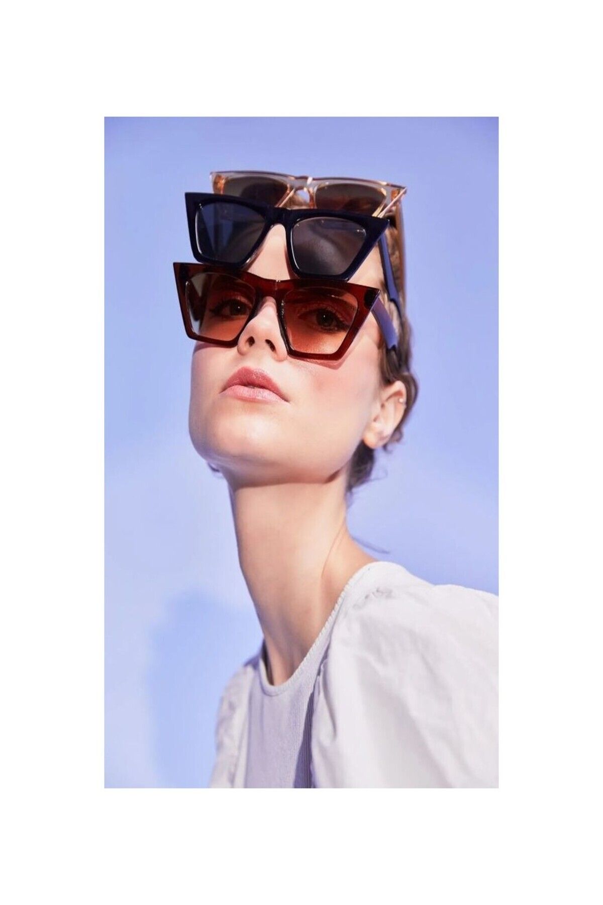 GİZEMLİMODA Uv400 Cat Eye Kadın Güneş Gözlüğü Seti 3’lü