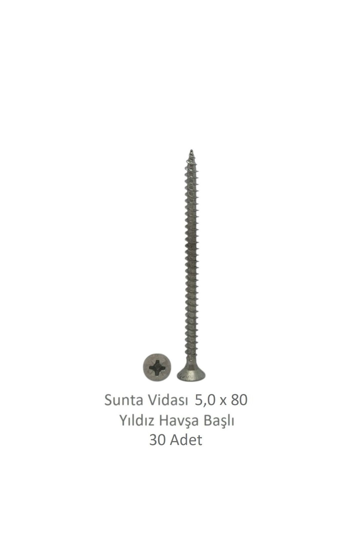 Adilon Sunta Vidası 5,0 x 80 mm 30 Adet YHB Vida