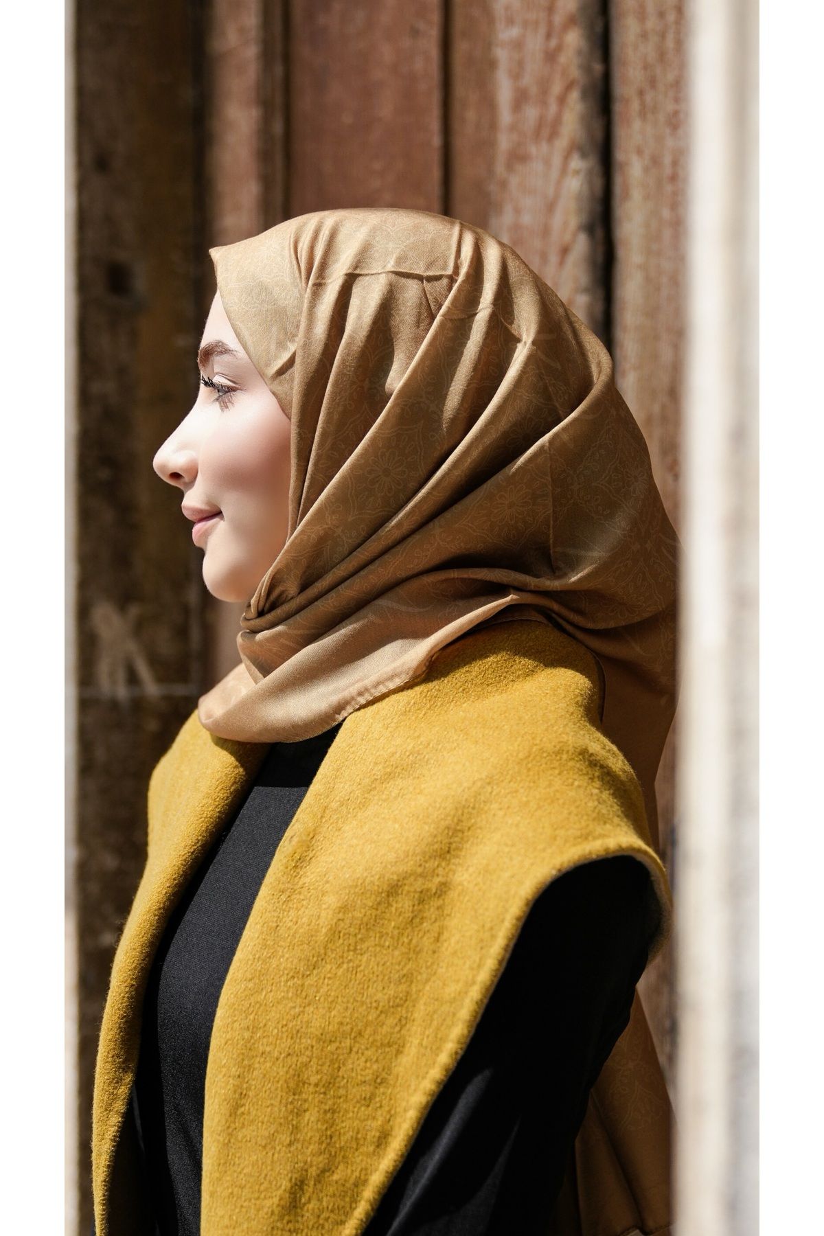 yasmelfemme Melora Desen Şal Karamel Kahve