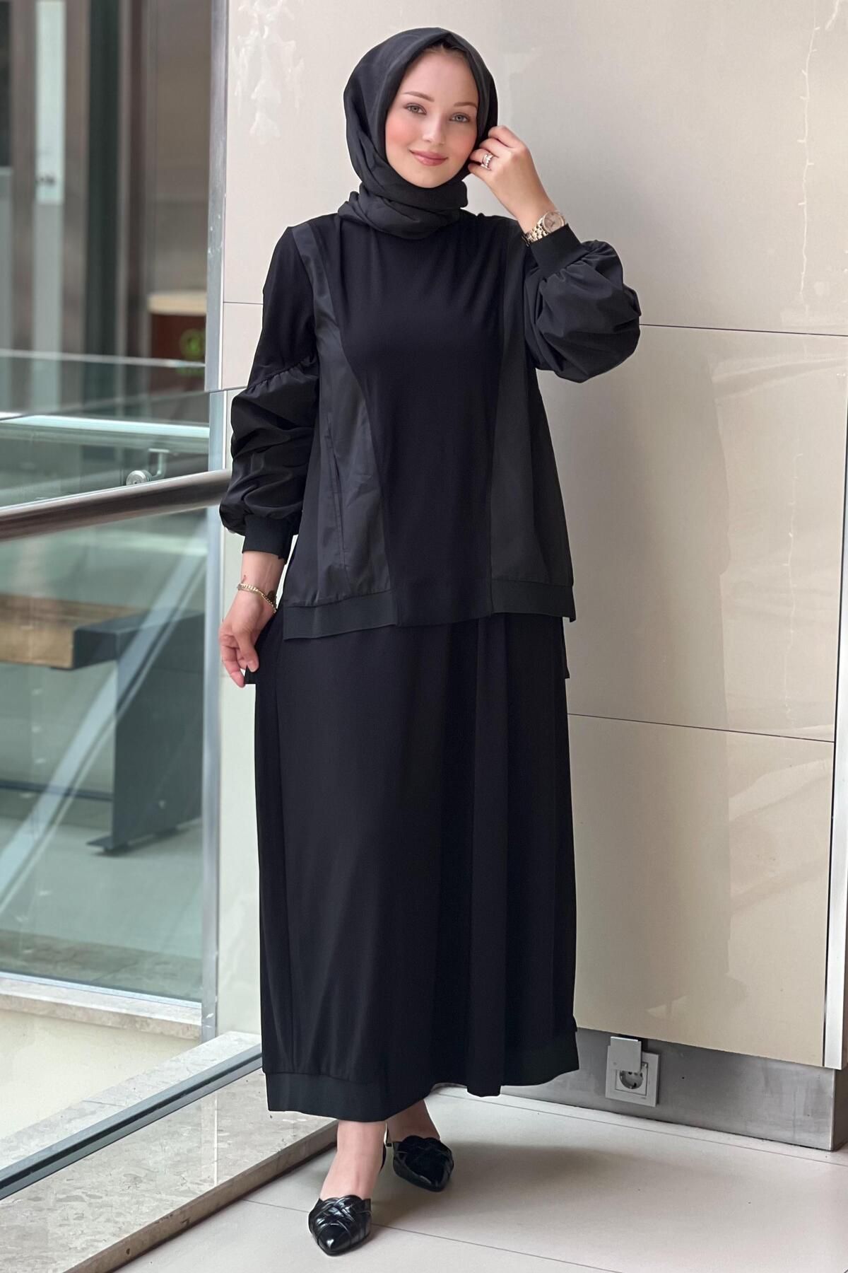 Nurcan Çetin Tunik Yanları Paraşüt Kumaş Etekli Takım