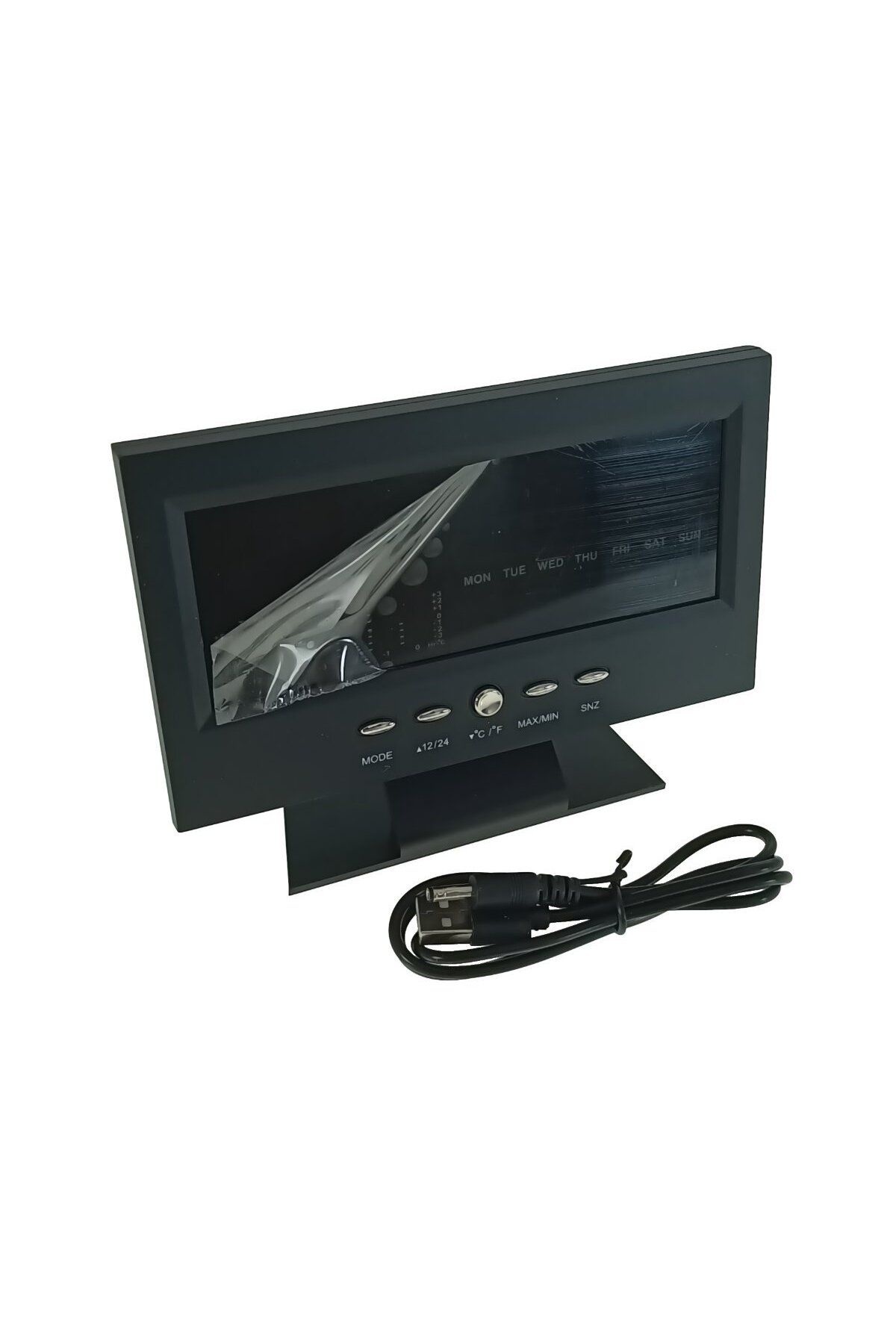 OEM-Indoor weather station with clock and alarm, 8082T, time, date, temperature, humidity, LCD, black 5