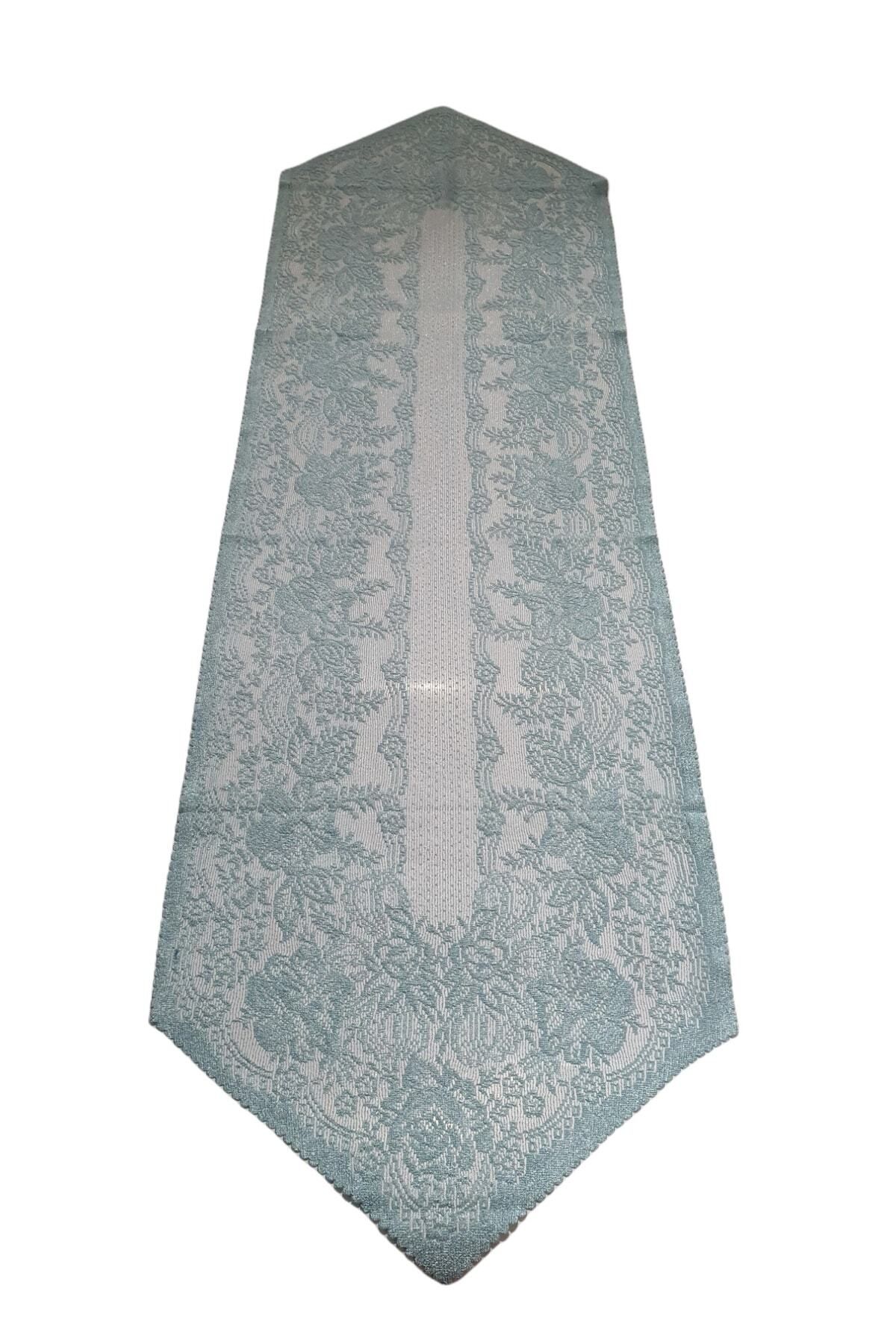 Elioure Turkuaz Örme Dantel Dekoratif Runner 40x140