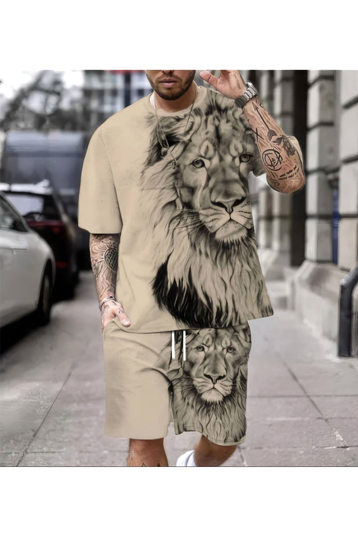 WEAR Aslan Desenli Şort ve Tişört Takımı