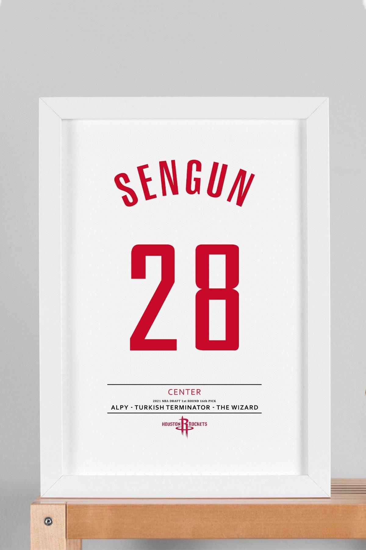 Saturn Alperen Şengün Forma Çerçeveli Tablo - NBA Houston Rockets Jersey