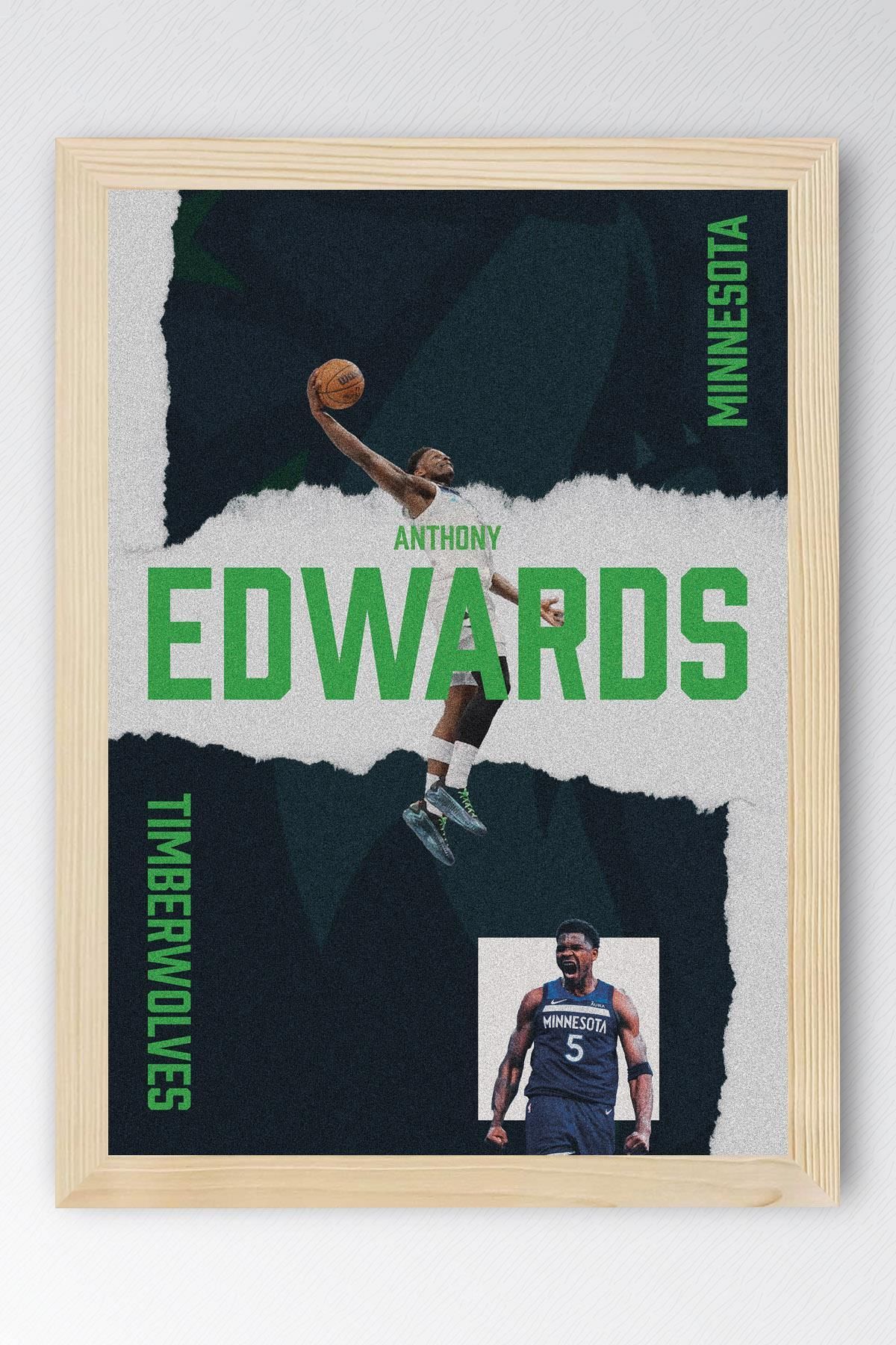 Saturn Anthony Edwards Çerçeveli Tablo - Basketbol NBA Posteri Tablo