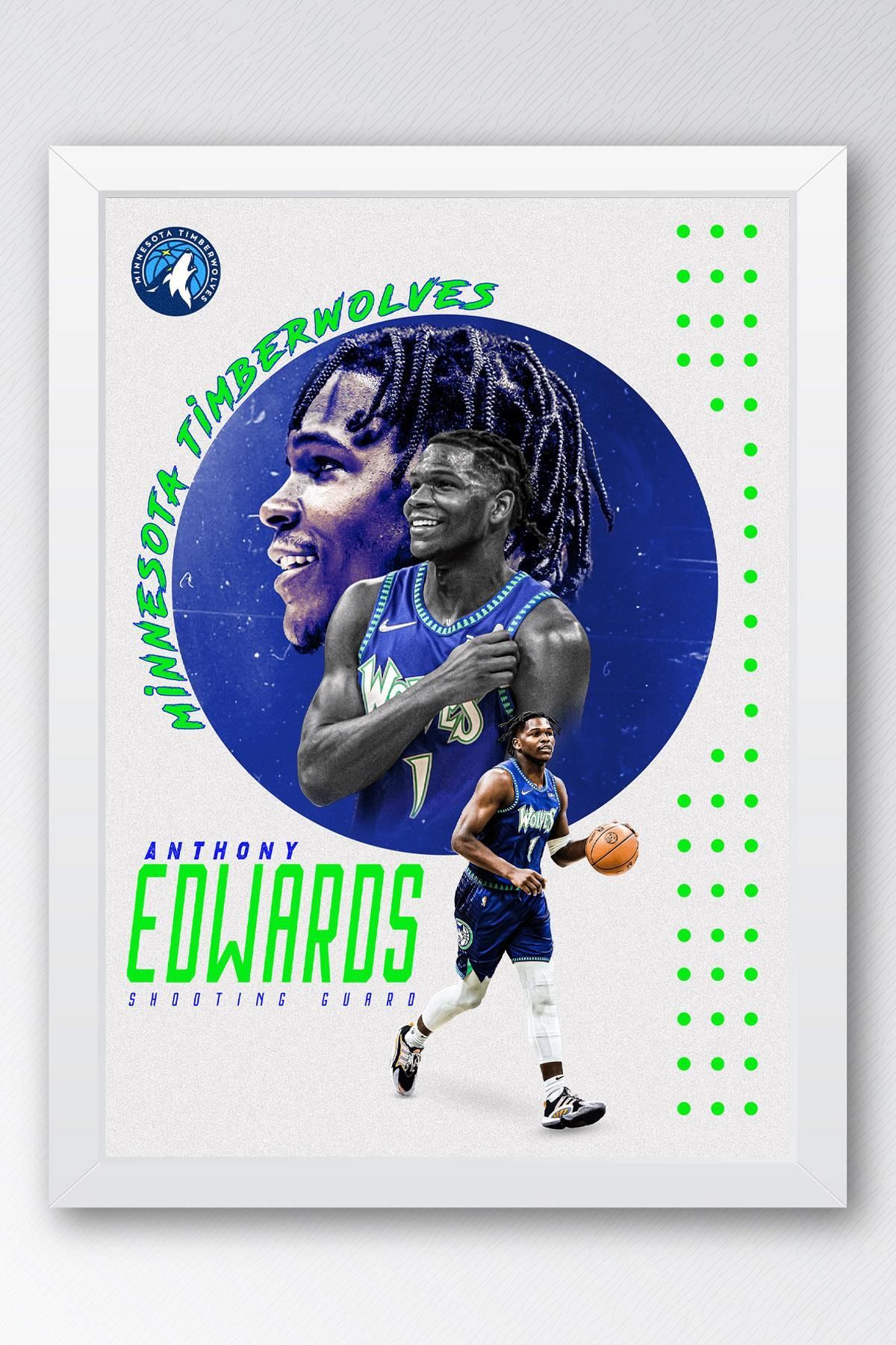 Saturn Anthony Edwards Çerçeveli Tablo - Minnesota Timberwolves NBA Posteri Tablo