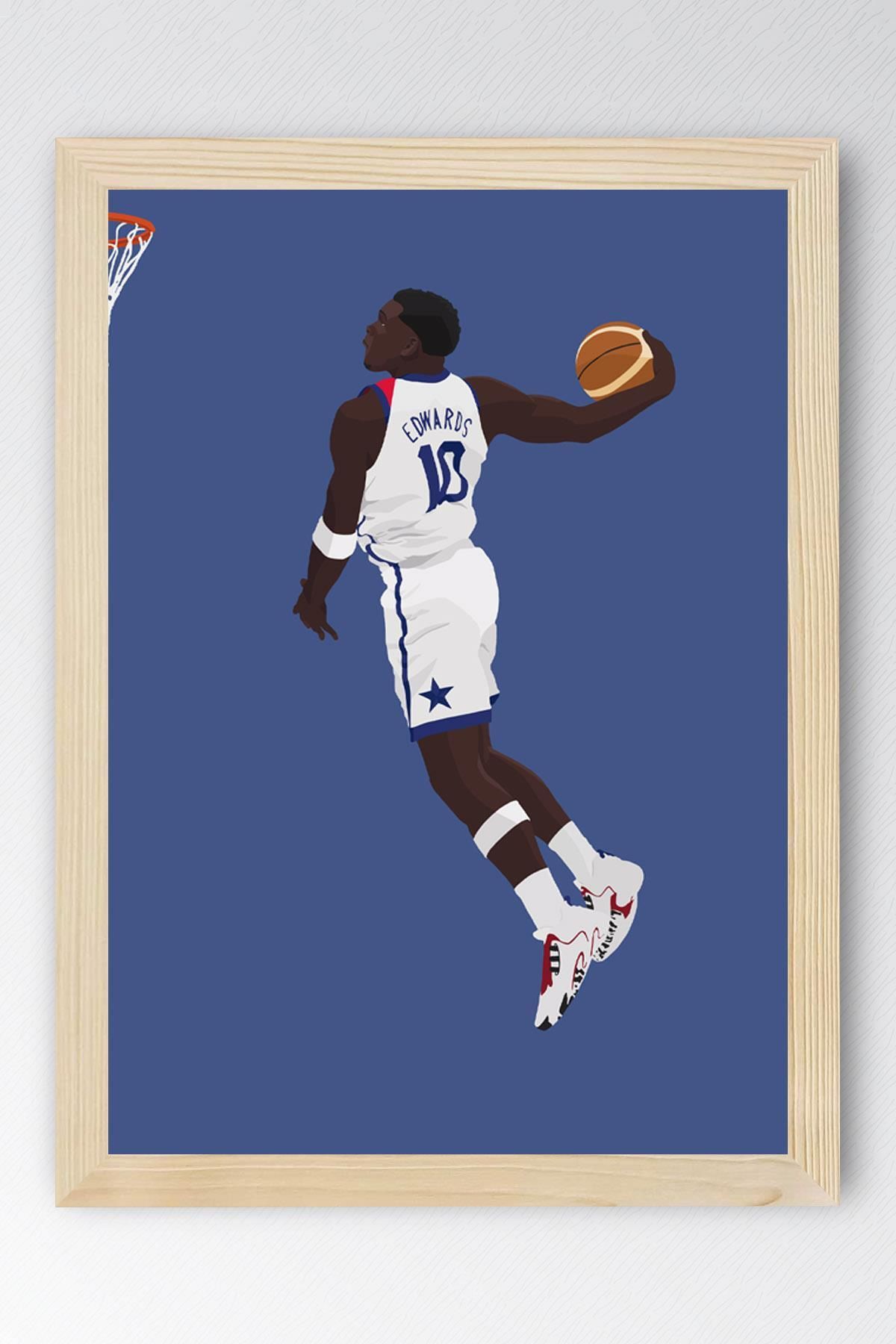 Saturn Anthony Edwards Çerçeveli Tablo - Basketbol NBA Posteri Tablo