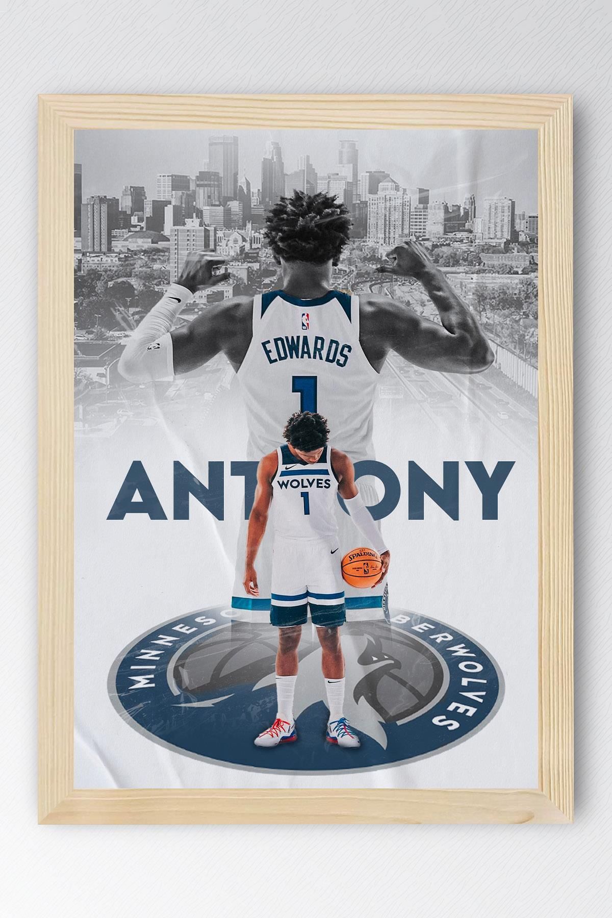 Saturn Anthony Edwards Çerçeveli Tablo - Minnesota Timberwolves NBA Posteri Tablo