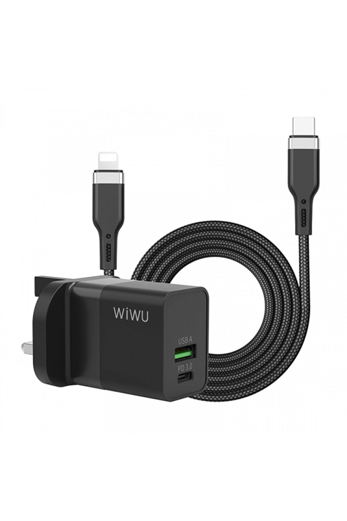WIWU-Wiw Chrg30W+C-Lght.CableQCBTCL – Compact PD Adapter for iPhone & USB-C Devices 1