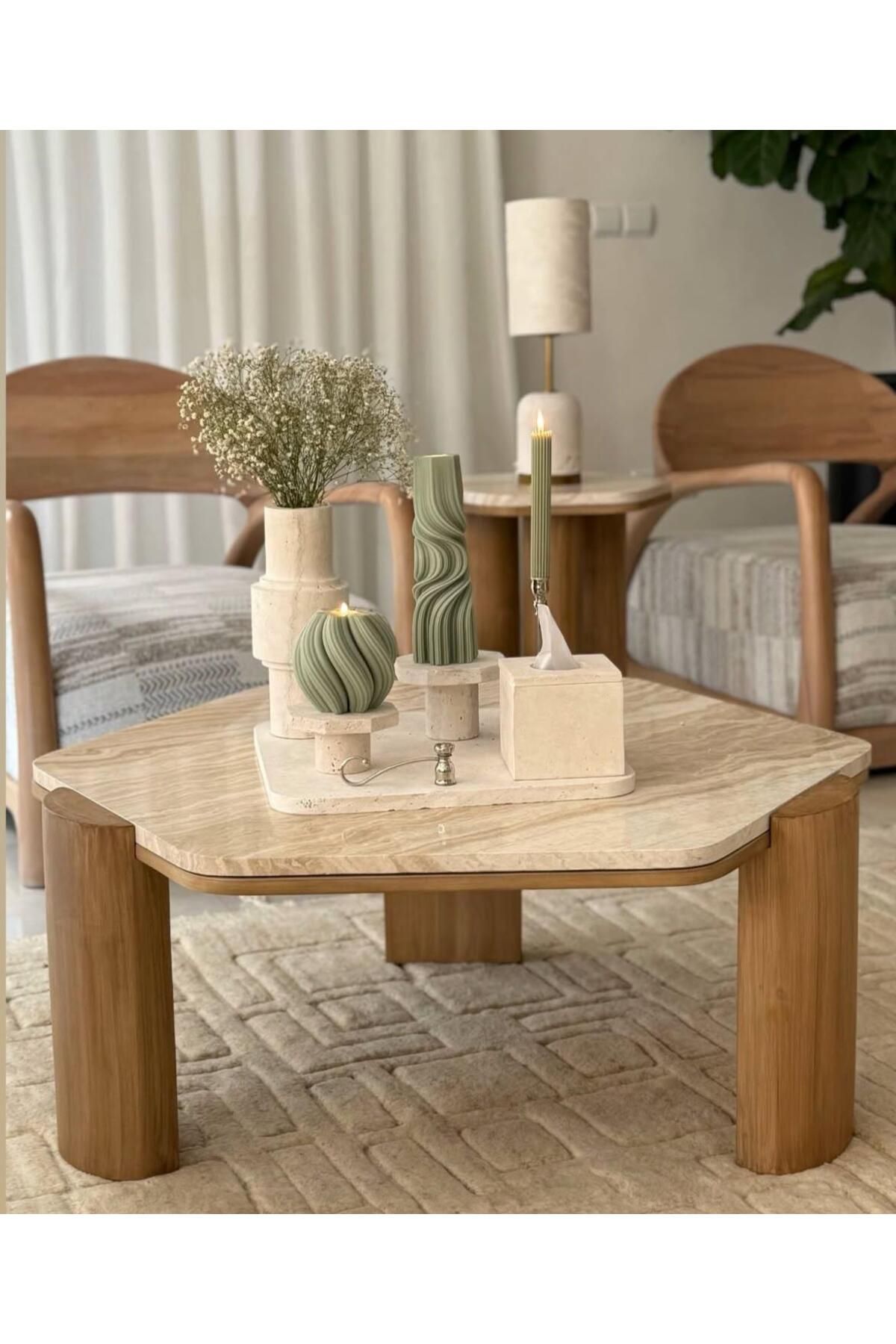 SCA CANDLE Dekoratif Mum Dalga +Yuvarlak Dalga+Çizgili Şamdan Mum toplam 3 parça