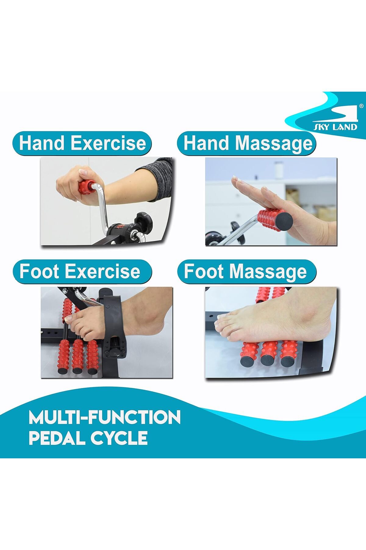 Skyland-Portable Multi-Purpose Bike for Arm and Leg Training with LCD Screen and Massaging Rollers from Sky 9