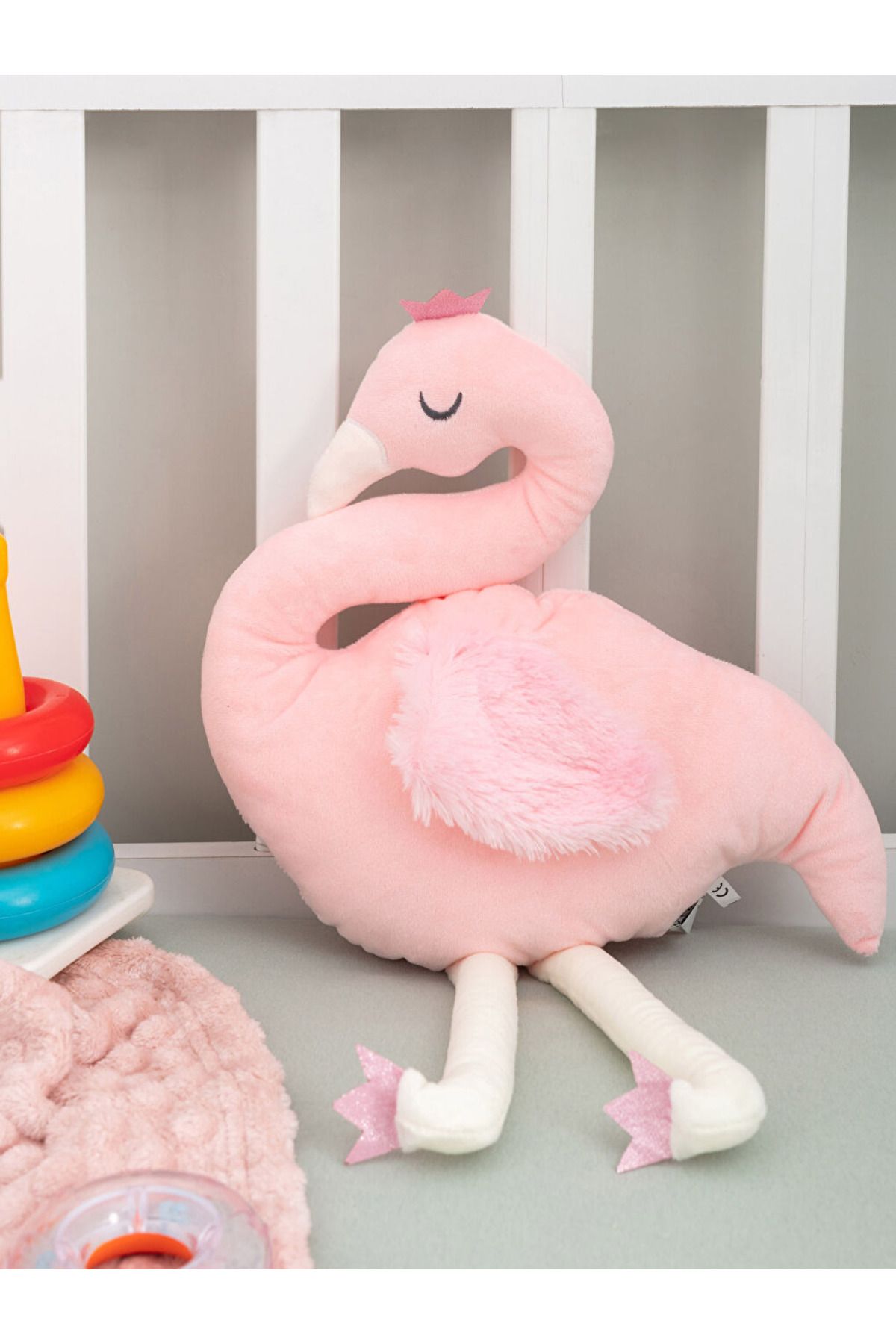 LC Waikiki Pembe Yumuşak Dokulu Dolgulu Flamingo Bebek Kırlent 35x50 cm