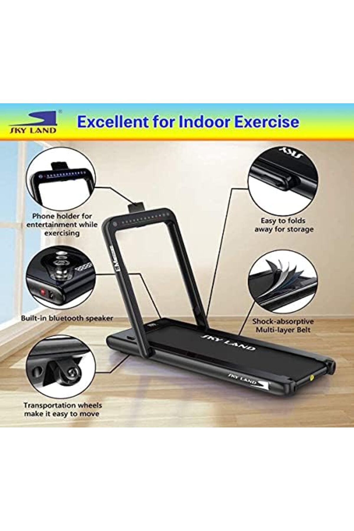 Skyland-SKY LAND Fitness 2 in 1 Treadmill Machine Walking Pad & Running Pad with Remote Control and Bluetoot 4