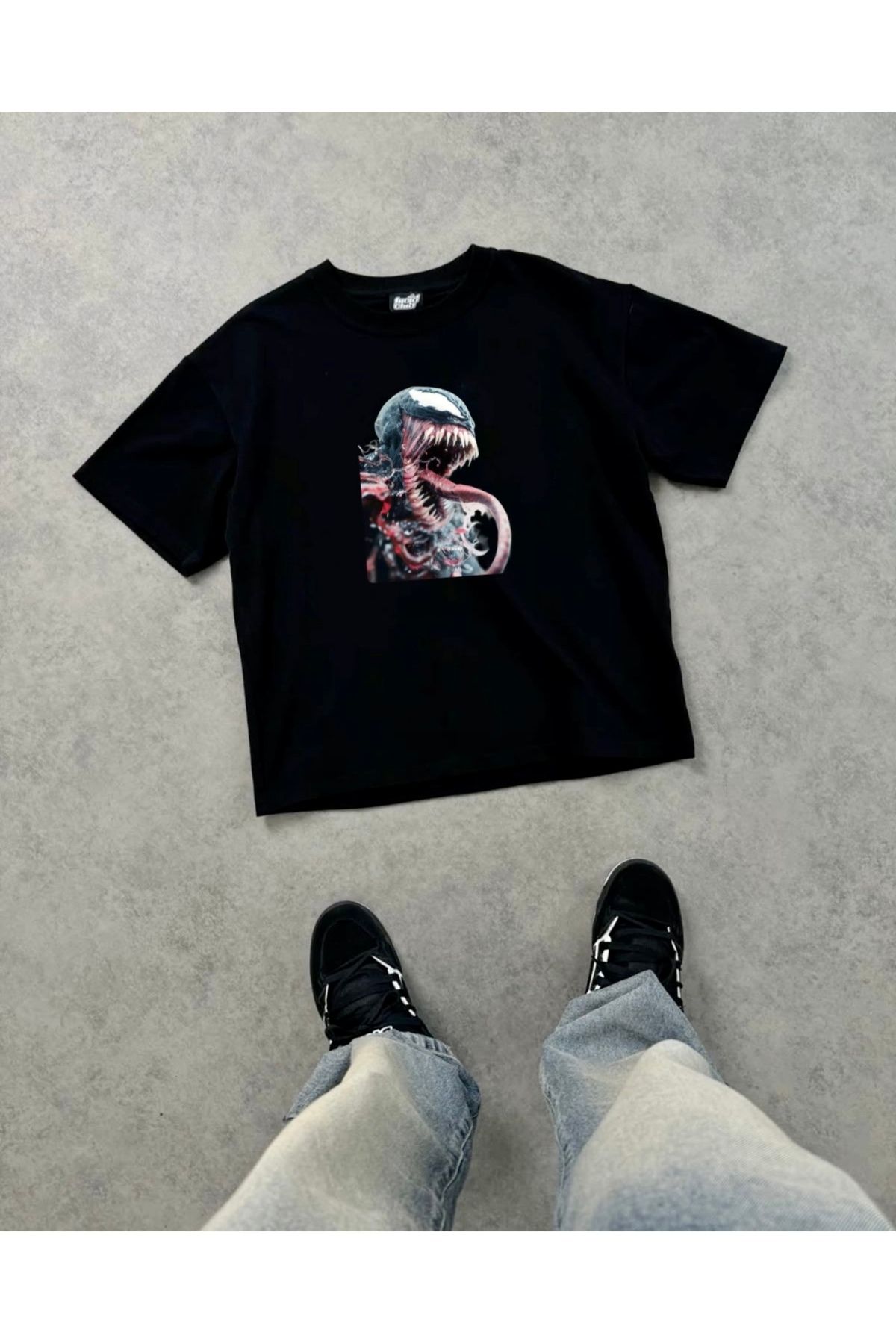 RPT MODA OVERSIZE RAHAT KALIP VENOM BASKILI YÜKSEK KALİTE KUMAŞ ERKEK T-SHIRT