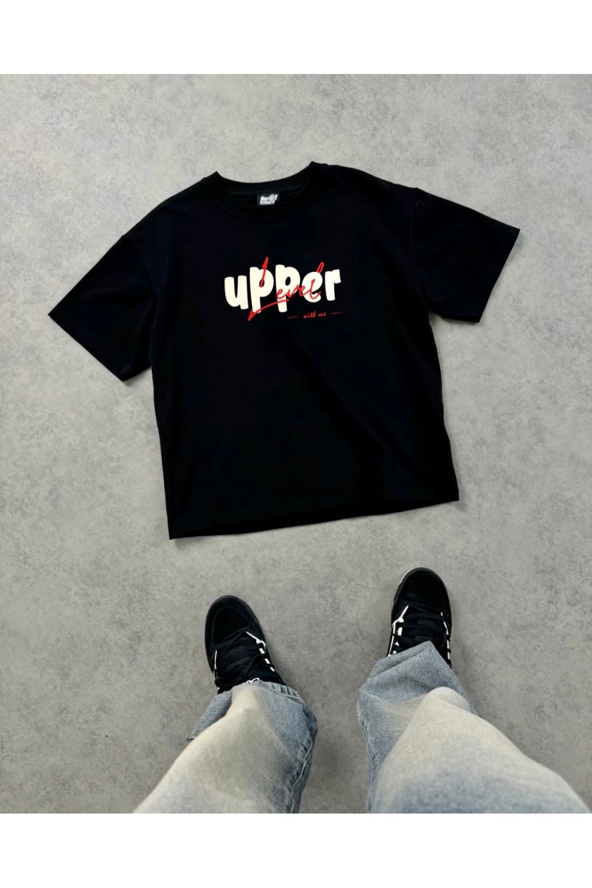 RPT MODA OVERSIZE RAHAT KALIP UPPER BASKILI YÜKSEK KALİTE KUMAŞ ERKEK T-SHIRT