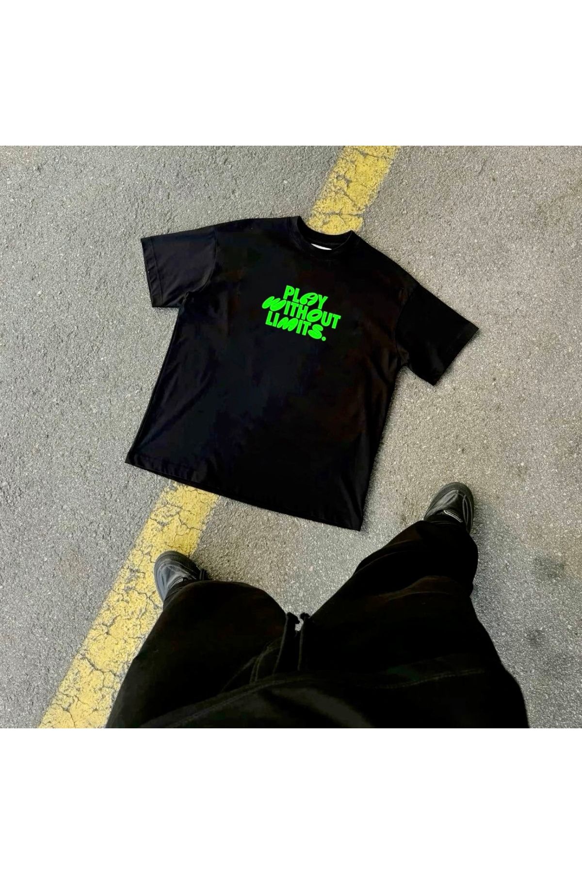 RPT MODA OVERSIZE RAHAT KALIP GREEN PLAY BASKILI YÜKSEK KALİTE KUMAŞ ERKEK T-SHIRT