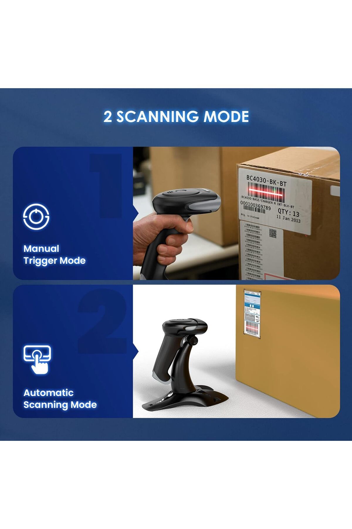 Eyoyo-2D 1D Wireless Barcode Scanner With Stand, 3-in-1 Barcode Reader 9
