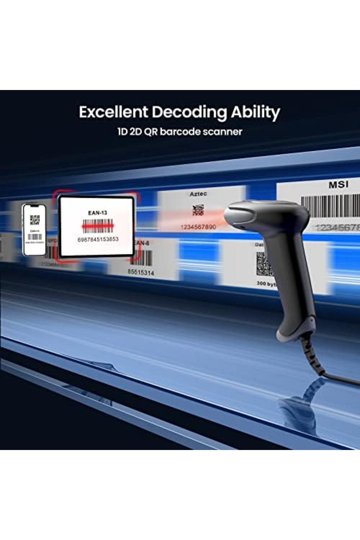 Eyoyo-2D QR Handheld Wired Barcode Scanner, USB Connection for Stable and Fast Scanning 6