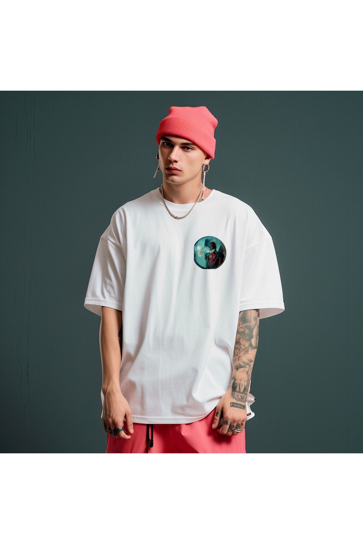 RPT MODA OVERSIZE RAHAT KALIP DEADPOOL BASKILI YÜKSEK KALİTE KUMAŞ ERKEK T-SHIRT