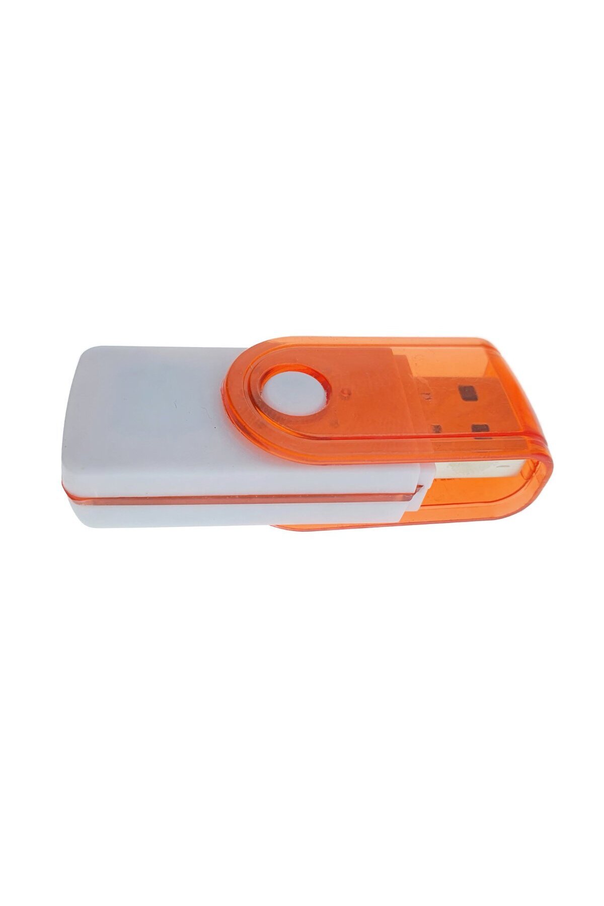 OEM-USB 2.0 reader for MicroSD, SDHC, M2, MMC memory cards, with rotating cover, white with orange 5