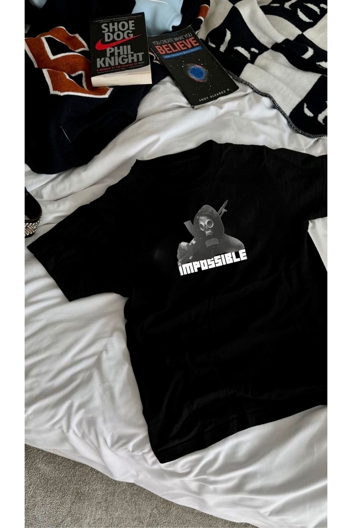 RPT MODA OVERSIZE RAHAT KALIP IMPOSSIBLE BASKILI YÜKSEK KALİTE KUMAŞ ERKEK T-SHIRT