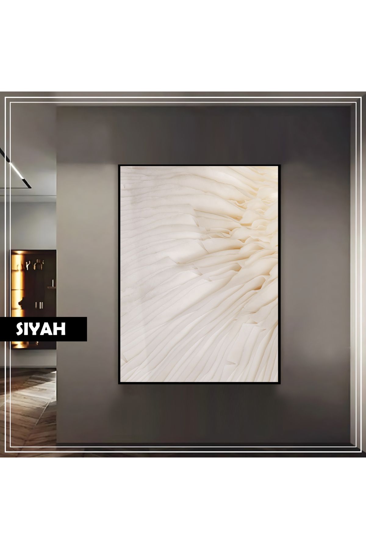 Harikabirev HARİKABİREV| PASTEL KREM RENK MANTAR MODEL |ÇERÇEVELİ TEMPERLİ CAM TABLO TEKLİ DİKEY