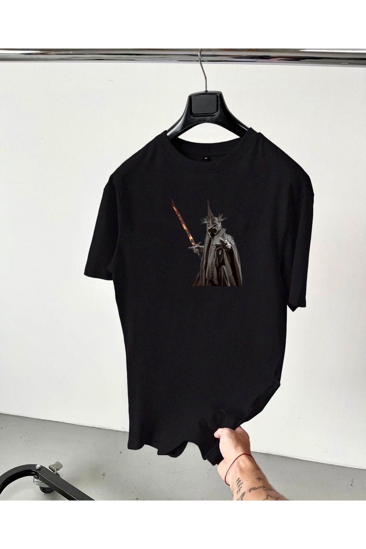 RPT MODA OVERSIZE RAHAT KALIP THE RING KING BASKILI YÜKSEK KALİTE KUMAŞ ERKEK T-SHIRT