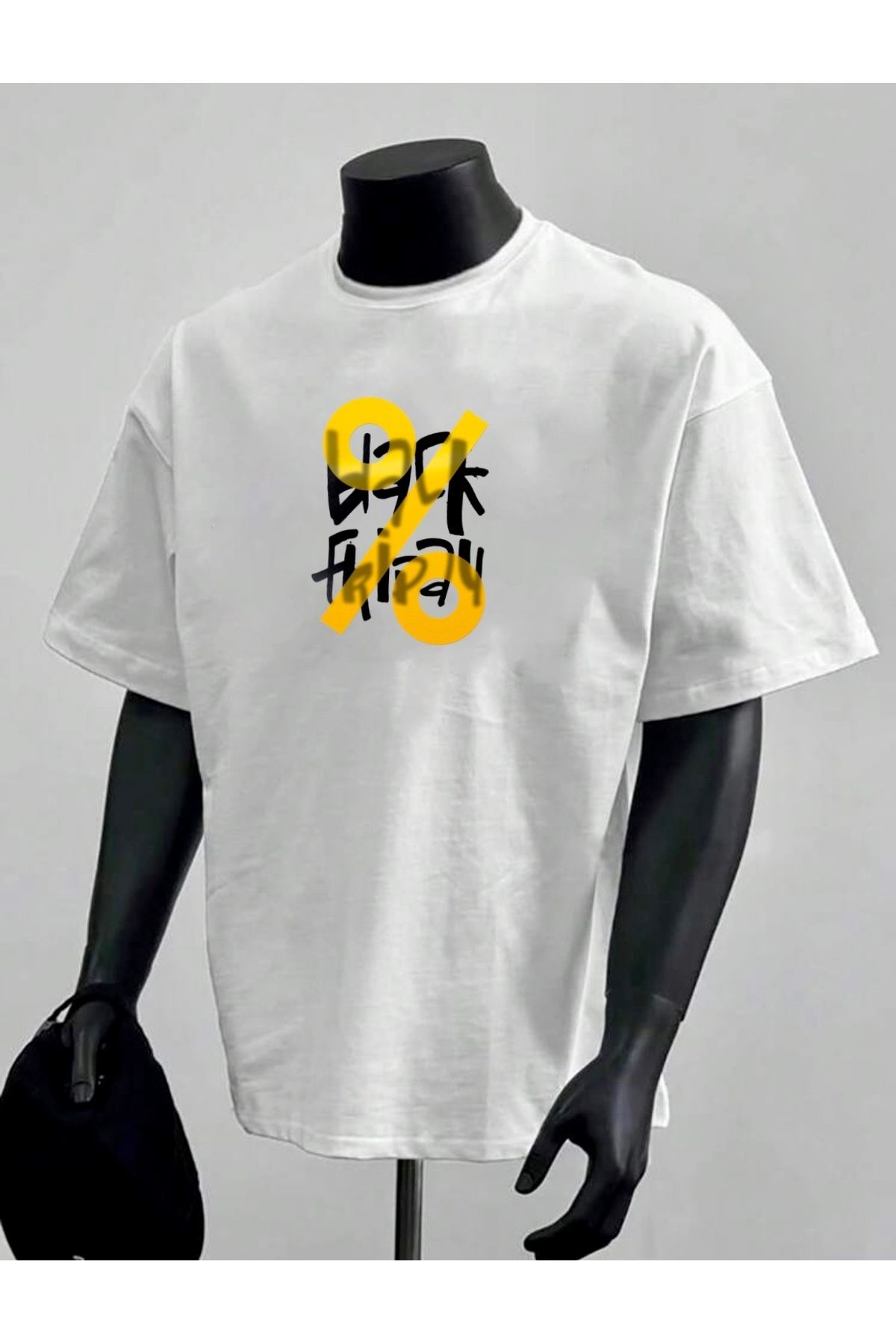 RPT MODA OVERSIZE RAHAT KALIP THE BLACK BASKILI YÜKSEK KALİTE KUMAŞ ERKEK T-SHIRT