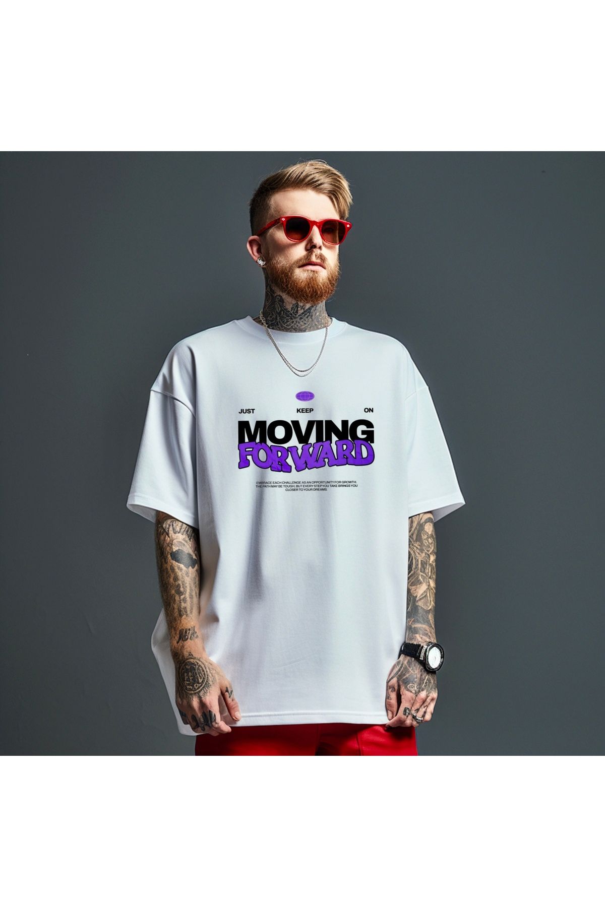 RPT MODA OVERSIZE RAHAT KALIP FORWARD BASKILI YÜKSEK KALİTE KUMAŞ ERKEK T-SHIRT