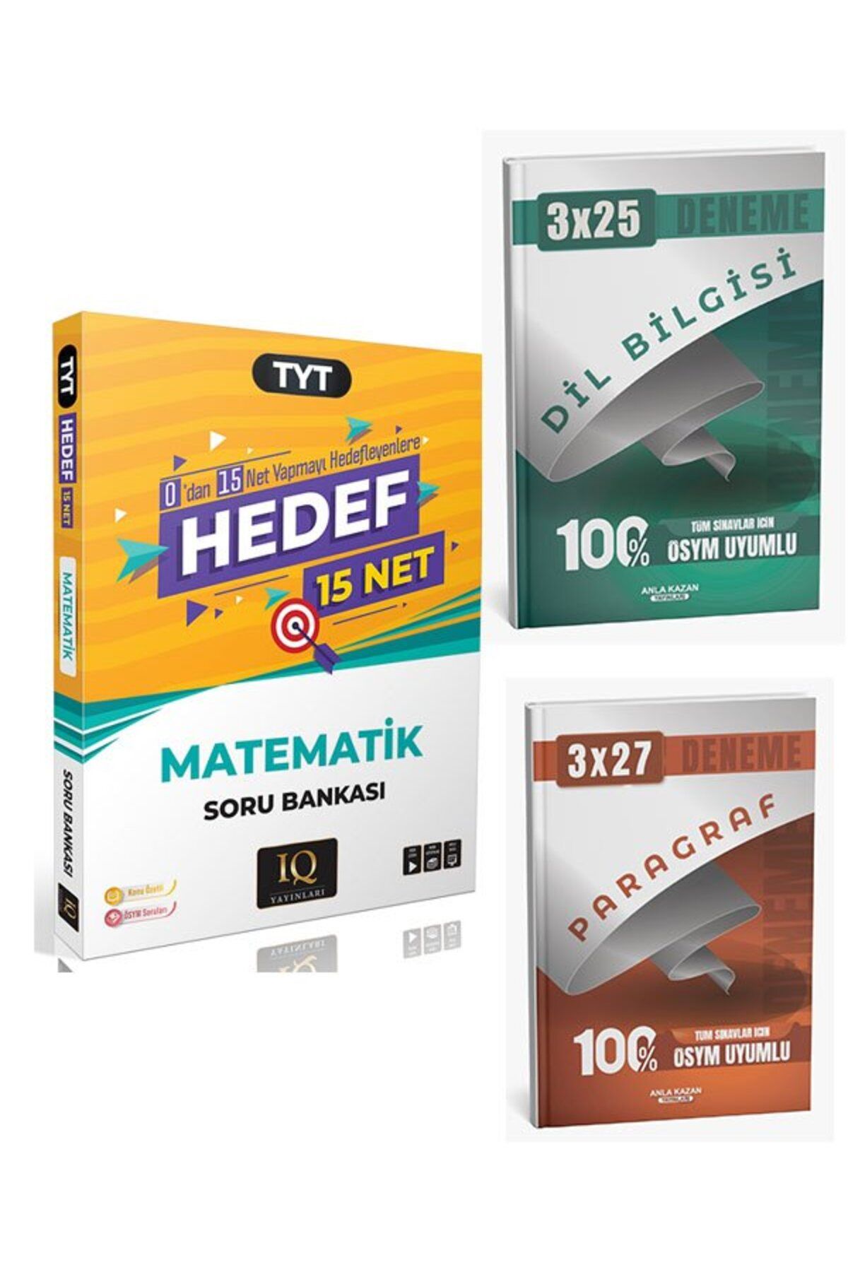 Anla Kazan Yayınları IQ 2026 YKS TYT Matematik Hedef 15 Net Soru Bankası+Anla Kazan Paragraf+Dilbilgisi
