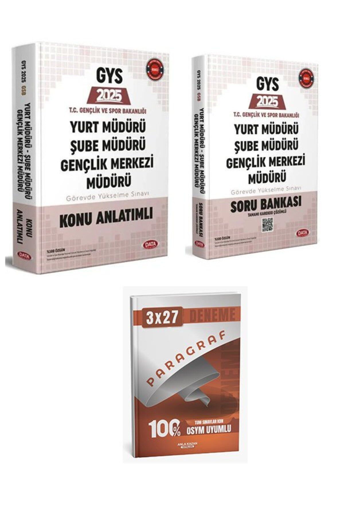 Anla Kazan Yayınları Data 2025 GYS Gençlik ve Spor Bakanlığı Yurt, Şube, Gençlik Merkezi Müdürü Konu+Soru+Anla Kazan Par