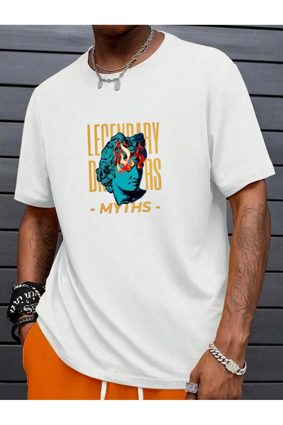 RPT MODA OVERSIZE RAHAT KALIP LEGENDRY BASKILI YÜKSEK KALİTE KUMAŞ ERKEK T-SHIRT
