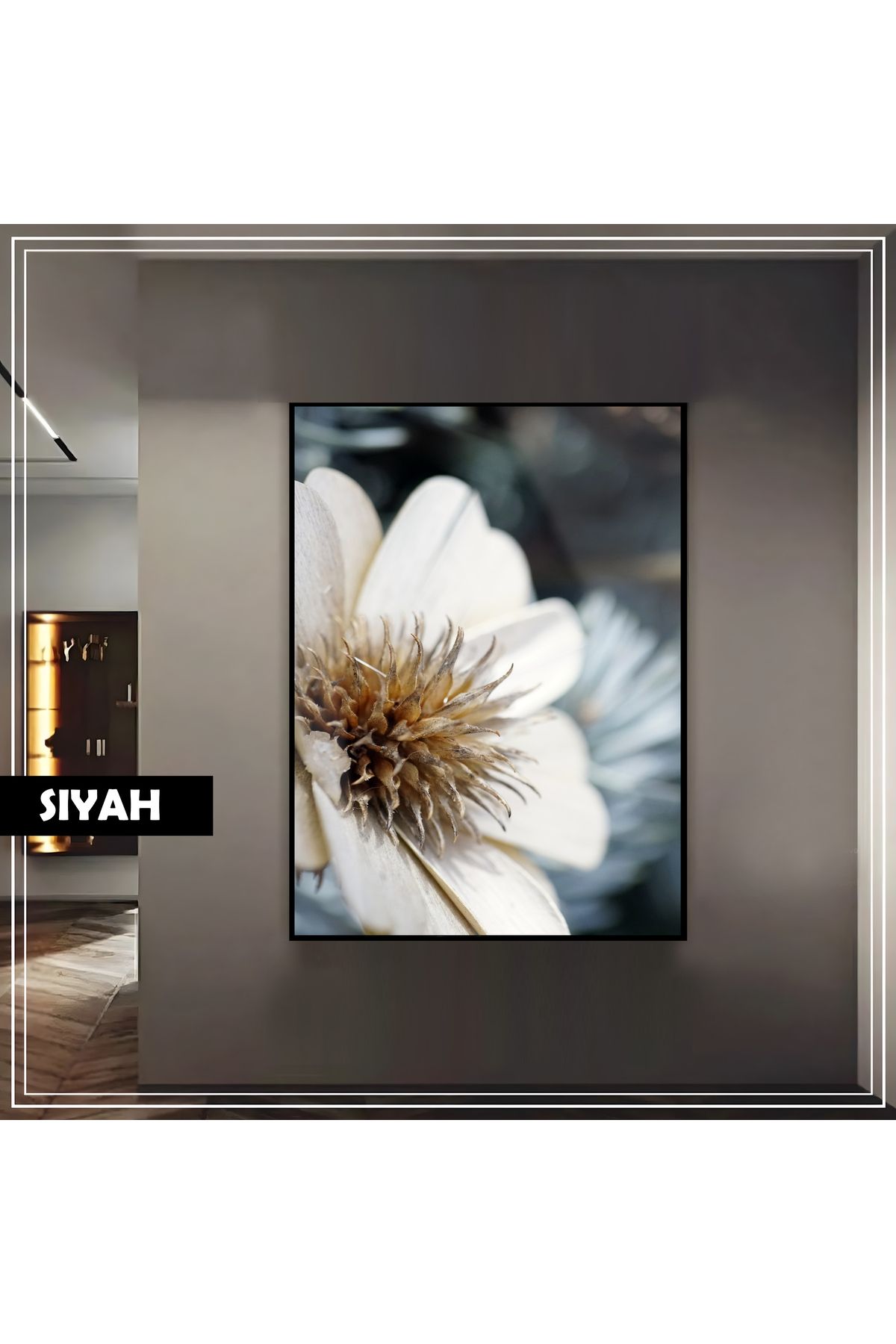 Harikabirev HARİKABİREV|SOFT GARDENYA ÇİÇEK MODELİ (MACRO|ÇERÇEVELİ TEMPERLİ CAM TABLO TEKLİ DİKEY