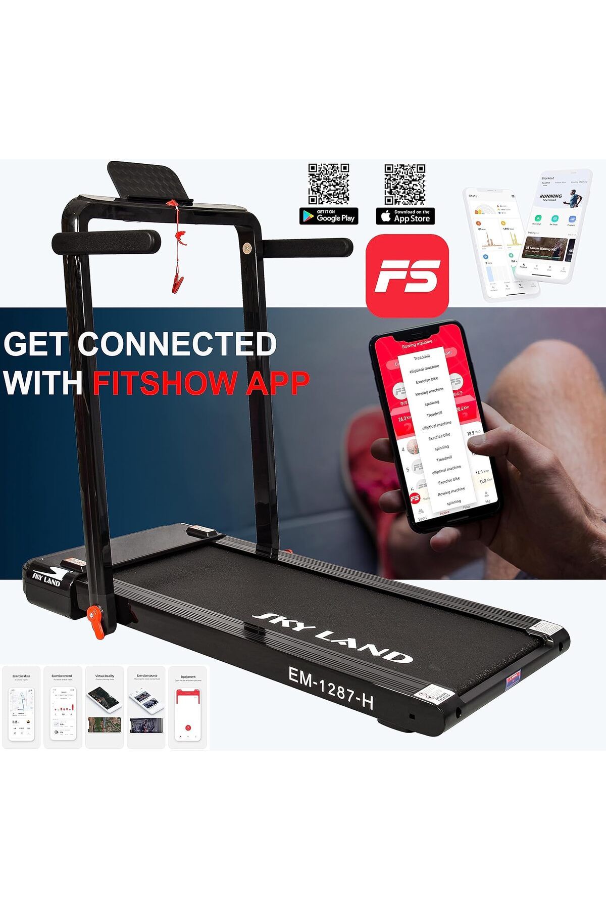 Skyland-SKY LAND Treadmill 2-in-1 Foldable UnderDesk Walking Pad Treadmill with 4 HP Peak Motor | Smart FS A 3