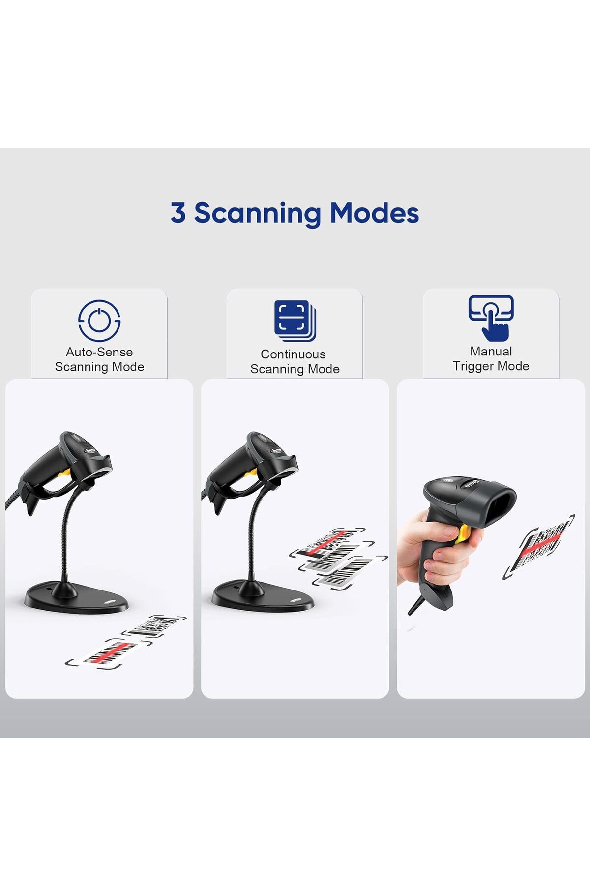 Eyoyo-Handheld 2D Barcode Scanner with Gooseneck Stand, Automatic USB Wired QR Code Scanner 7