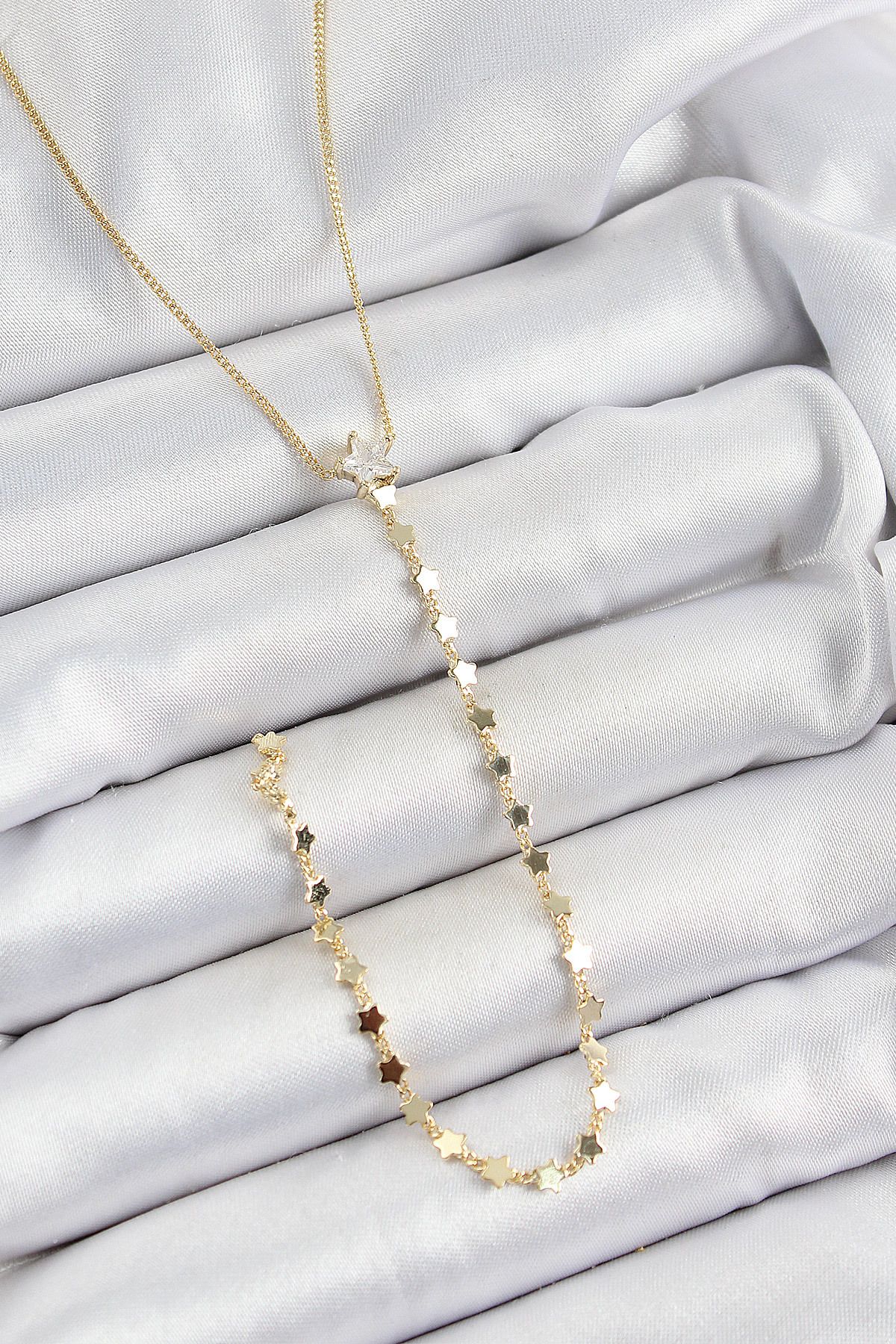 callerrons accessories Pirinç Zirkon Taşlı Yıldız Figürlü Y Model Gold Renk Kadın Kolye - EBJ250628W35854