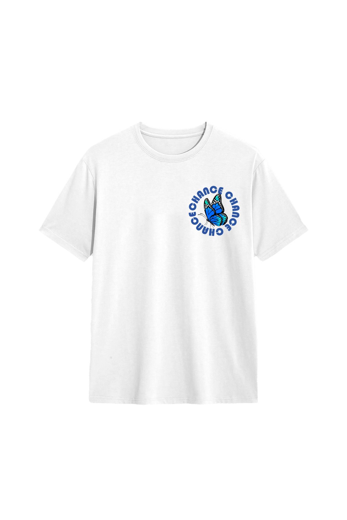 MODA Mavi Kelebek Change Şans Baskılı Oversize Tshirt